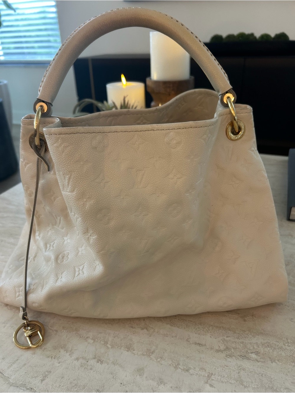 Louis Vuitton Cream Monogram Empreinte Top Handle Hobo